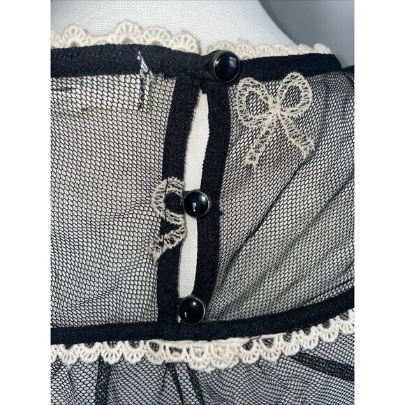 MONTEAU Top Womens SIze MediumBlack Sheer Embroidered Sleeveless Coverup Vintage - Picture 5 of 7